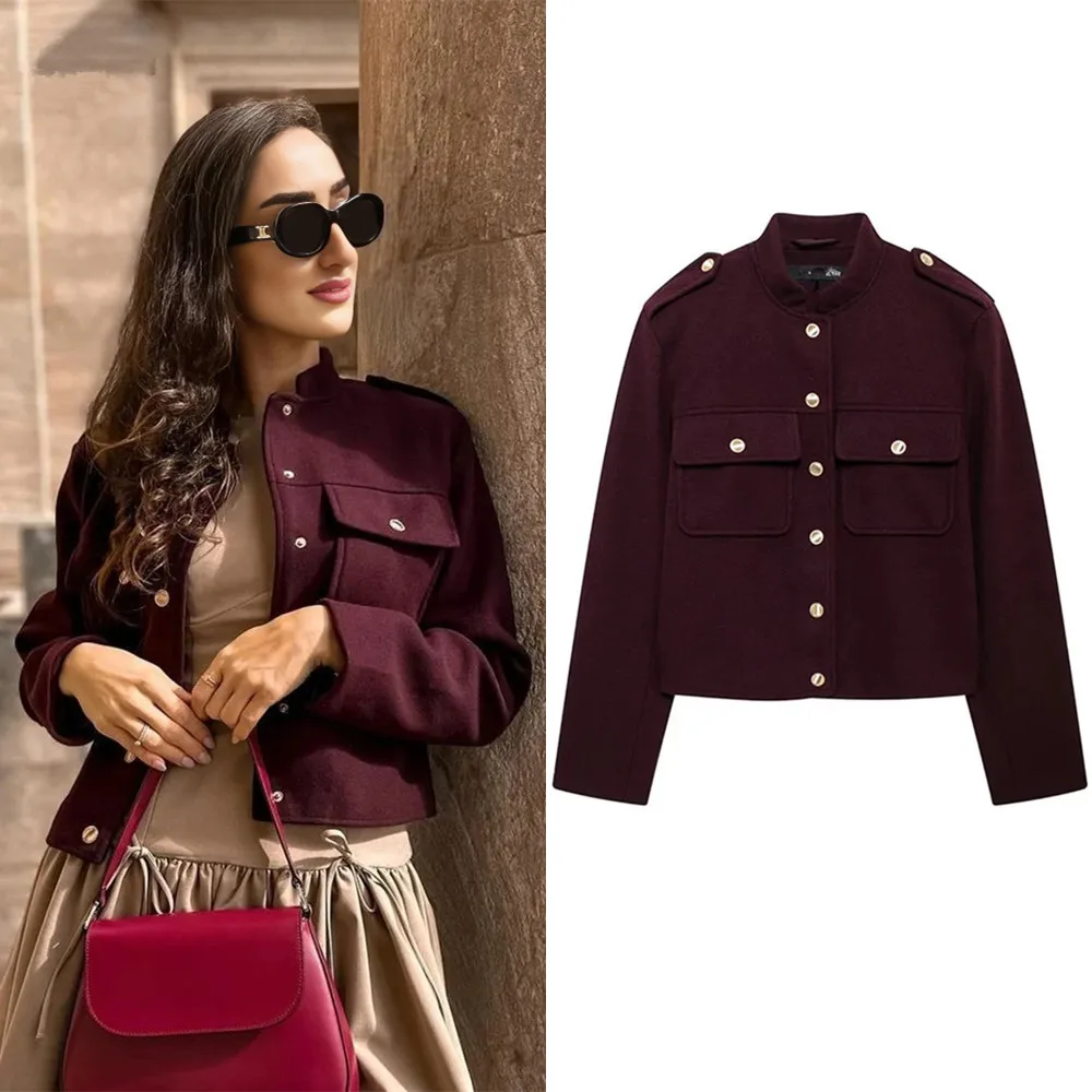 Women's Autumn Winter Jacket Casual Coats O-Neck Long Sleeves Pockets Buttons Single Breasted Women New Jackets Clothes Female