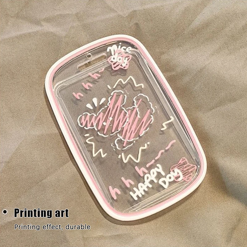 كلب سعيد-حامل صور شفاف ، 3 بوصة ، سلسلة مفاتيح ، لبطاقة الطالب والحافلة والطالب