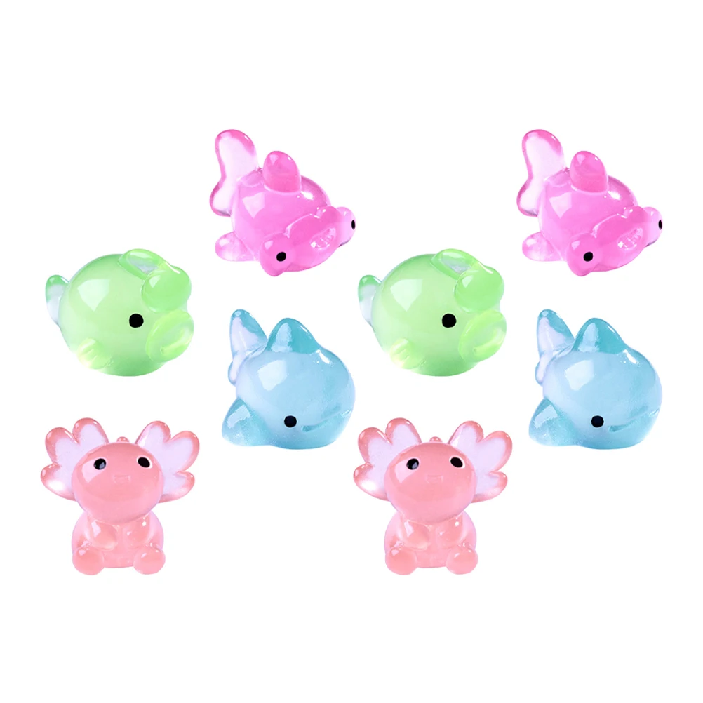 

8pcs Glow In The Dark Mini Resin Sea Animals Miniature Shark Figurines For Fish Tank Decor Diy Micro Landscape Accessories Ocean