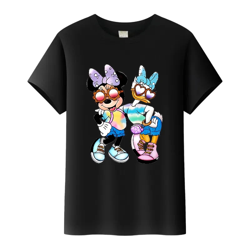 موضة ديزني ميكي ماوس ميني الجرافيك الأطفال تيز الصيف بلوزات مستديرة العنق ملابس امرأة Y2K التي شيرت الرجال البلوزات الأسرة تي شيرت