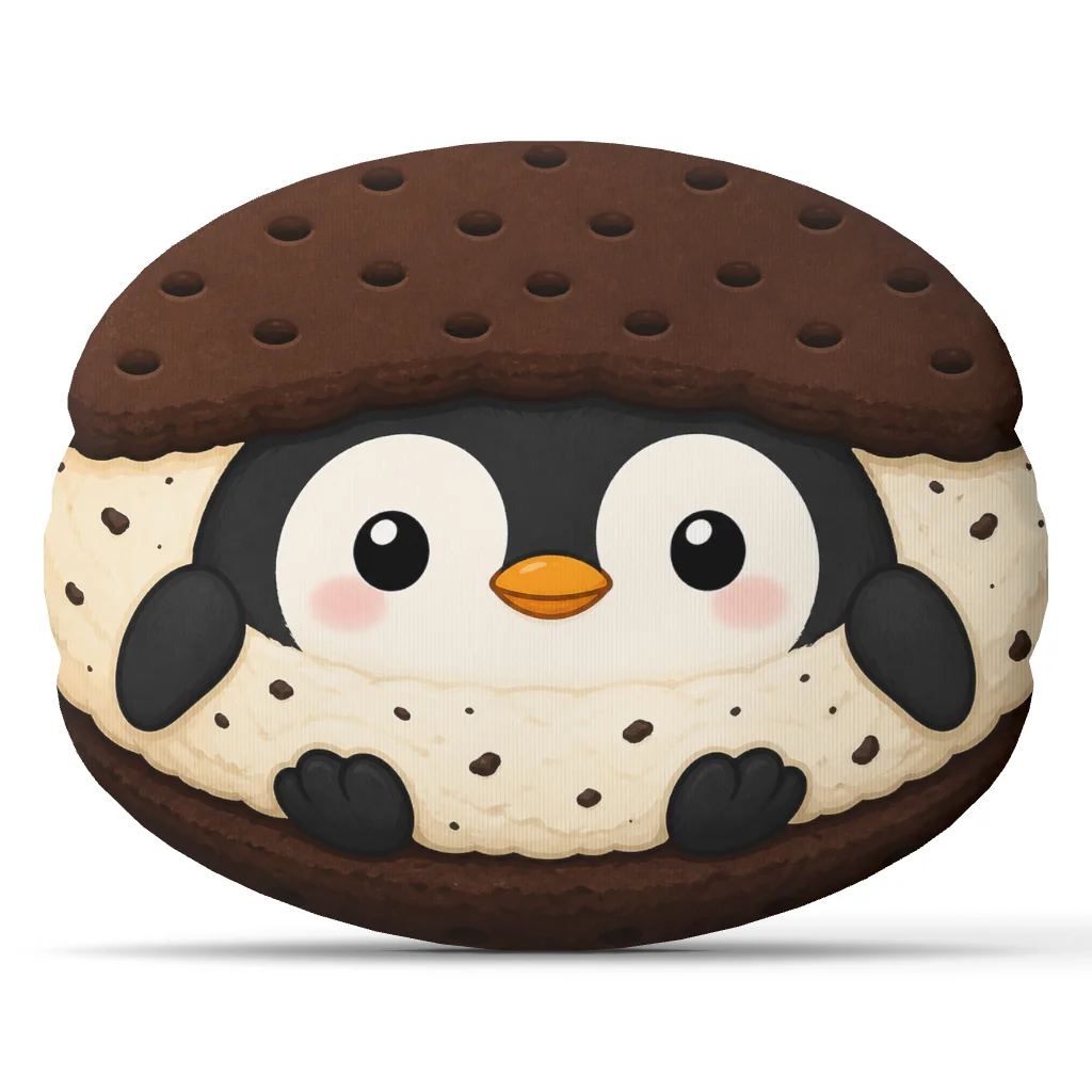 Cute Penguin Ice Cream Sandwich Plush Pillow Irregular Stuffed Cushion Dessert Animal Throw Pillow Sofa Home Decor Gift Bed