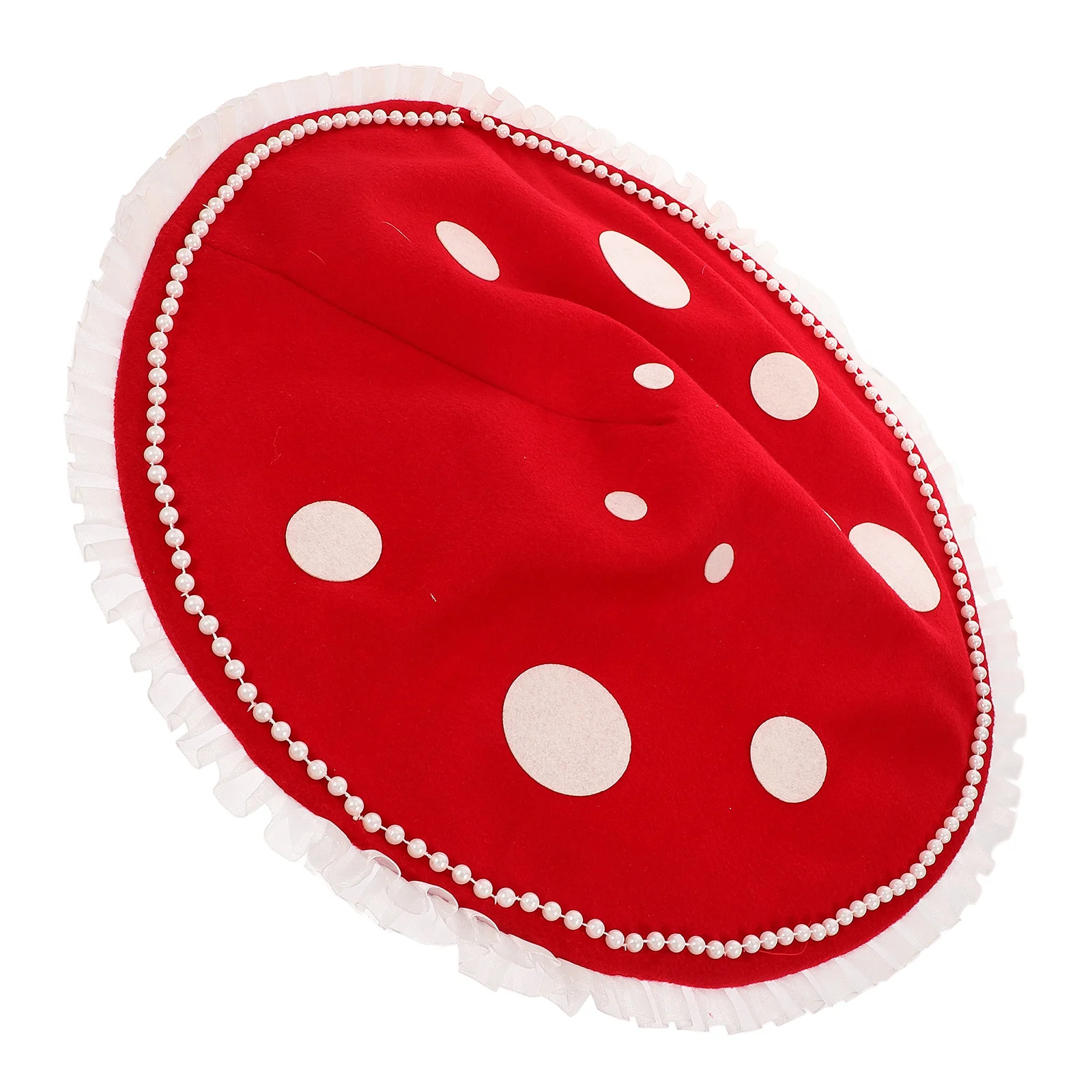 

1pcs Red Mushroom Hat Headdress Pearl Embellished Gentle Materials Comfortable Parties Cosplay Accessories Women Costume