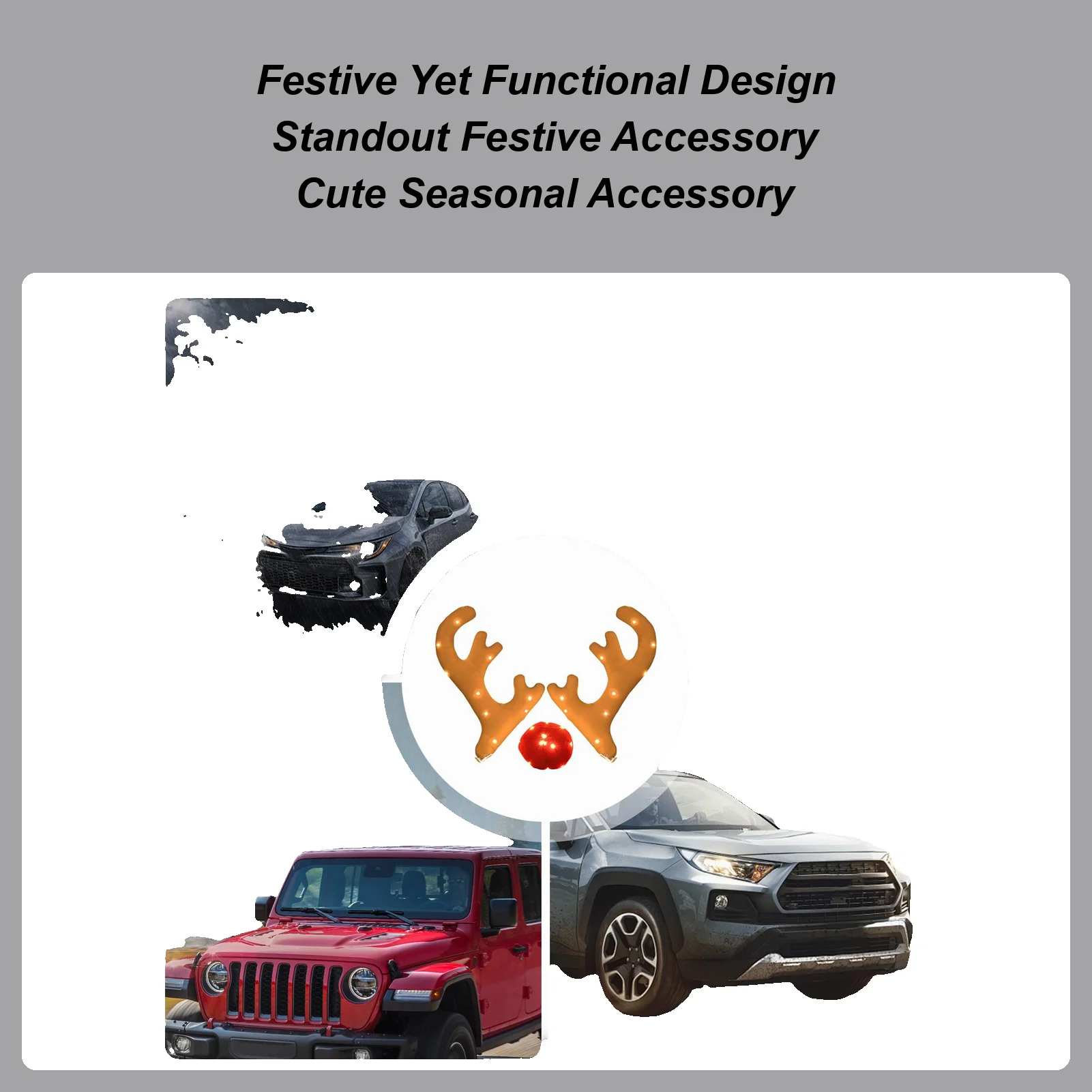 

Reindeer Antlers For Cars Festive Auto Exterior Christmas Decor Antler Set Roofs Tops Reindeer Decoration For Van SUV Shopping