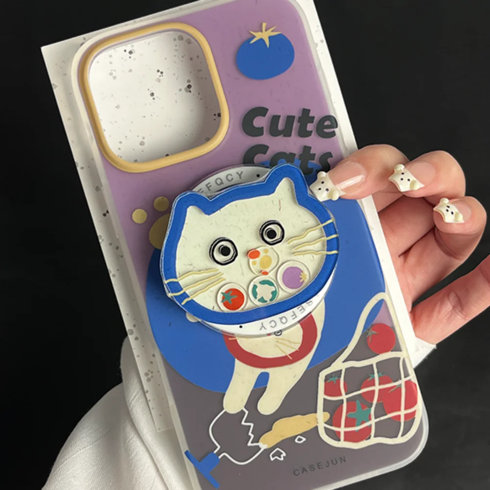 Корейский мультяшный забавный зыбучий песок Kitty для Magsafe Griptok, держатель для телефона, подставка для кольца на палец, поддержка IPhone 15, кронштейн для девочек