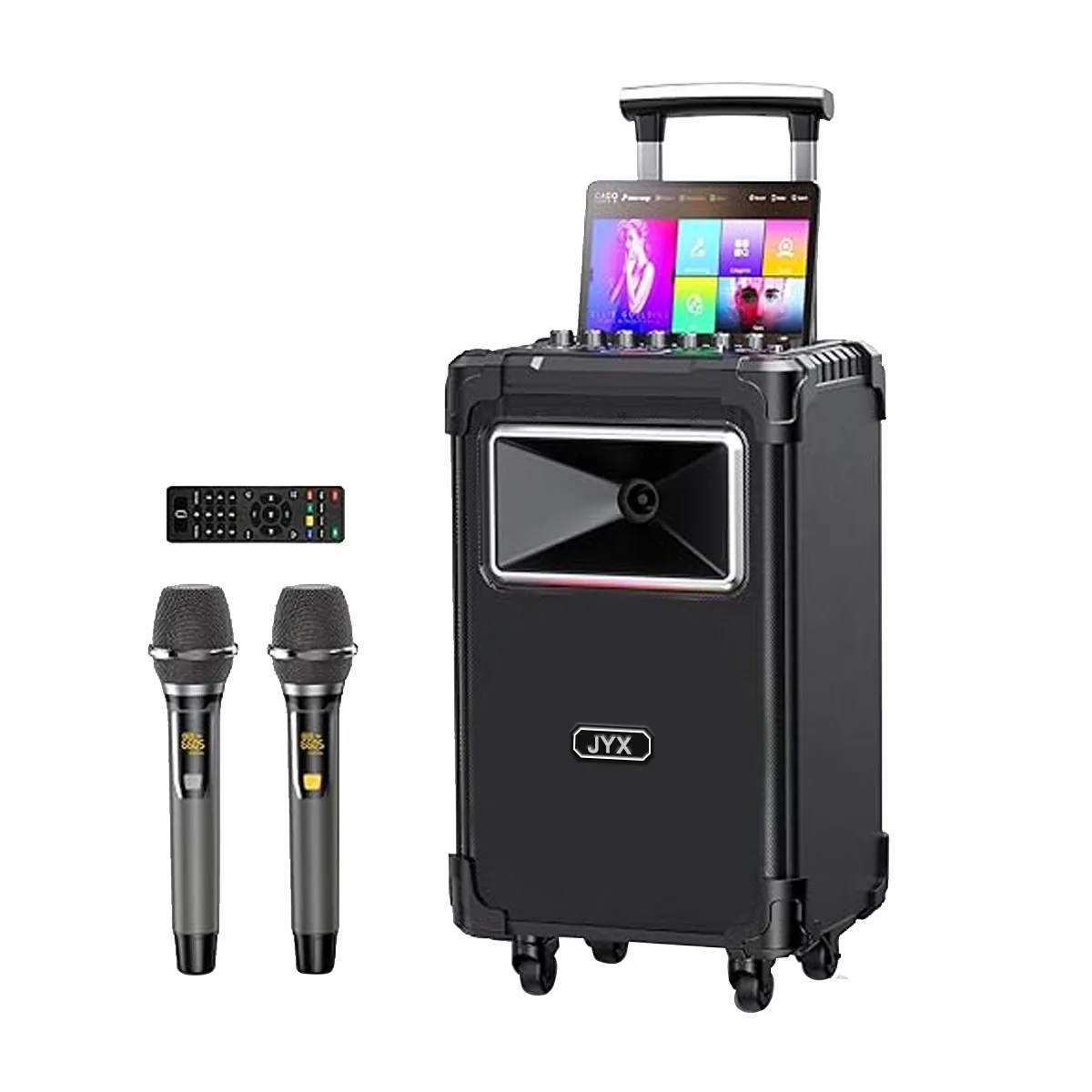 Jyx An20 Karaoke Machine, 10inch (Approx. 25.4cm) Bass Speakers, Large Bluetooth Karaoke Speaker, with 2 Wireless Microphones, Party Lights, Supports Vocal Cutting, Tws/Bluetooth/Rec/Usb/Tf/Aux