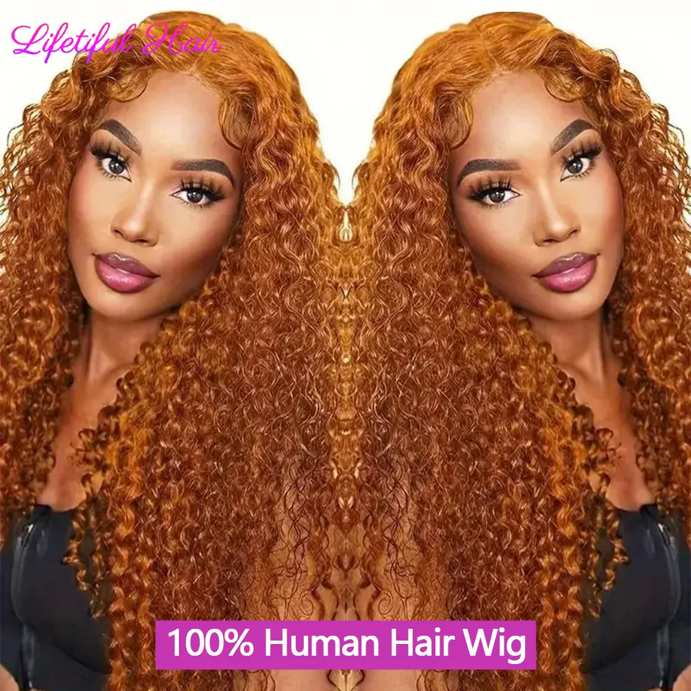 30 Inch Ginger Lace Front Wig Human Hair Wigs Water Wave 13x6 HD Lace Frontal Wig Brazilian Deep Curly Wigs For Black Women