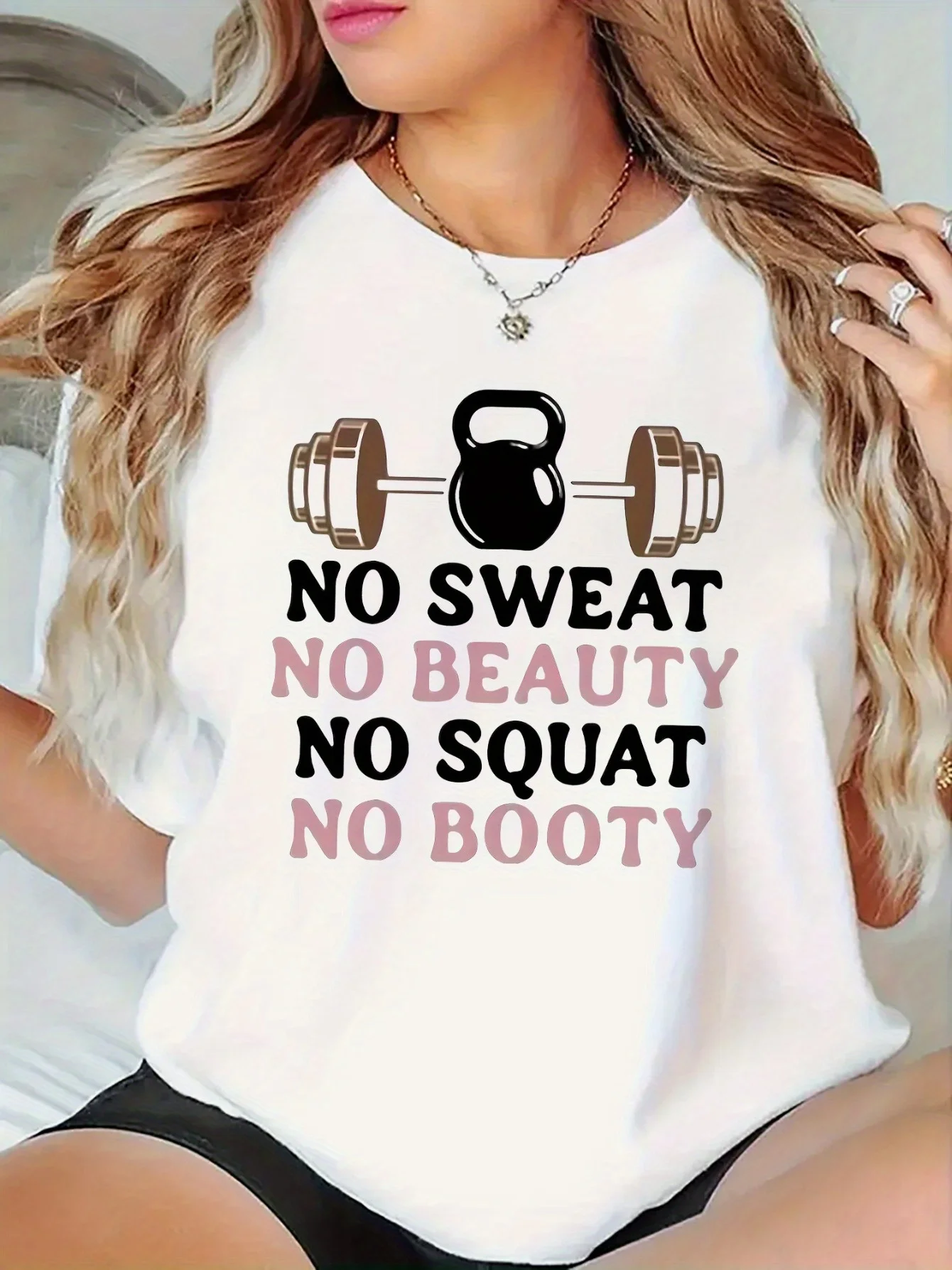 Lustiges Streetwear-T-Shirt: Kein Schweiß, Keine Schönheit, Kein Squat, Kein Po – GYM Sport-T-Shirt für Damen und Herren, Baumwoll-Tee, Lässiges Sommer-Oversize-Oberteil
