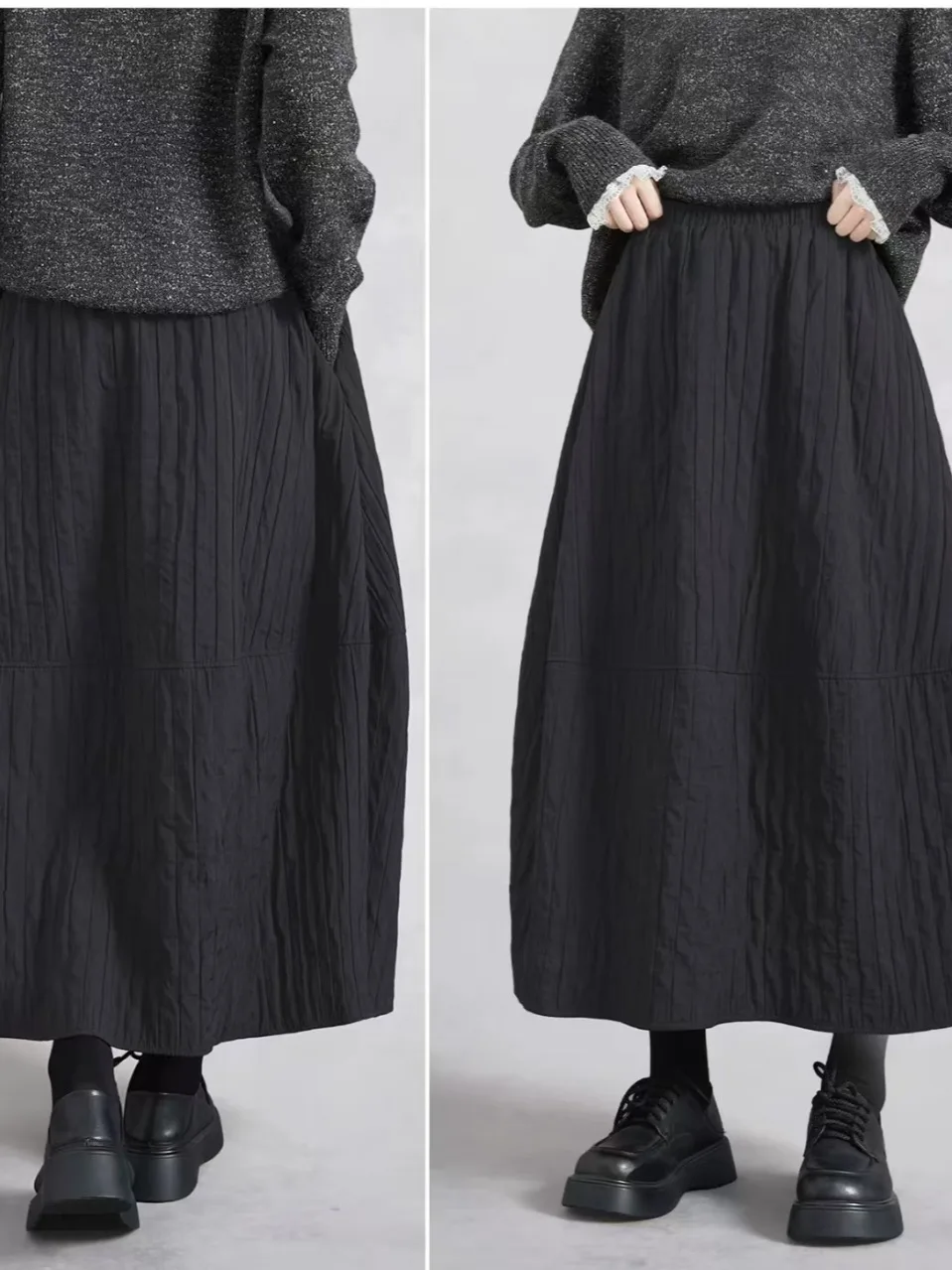 ارتفاع الخصر الأزهار فانوس تنورة المرأة Faion الدافئة تنوعا التخسيس منتصف طول ألف خط تنورة تخفيف Sle شتاء جديد وصول