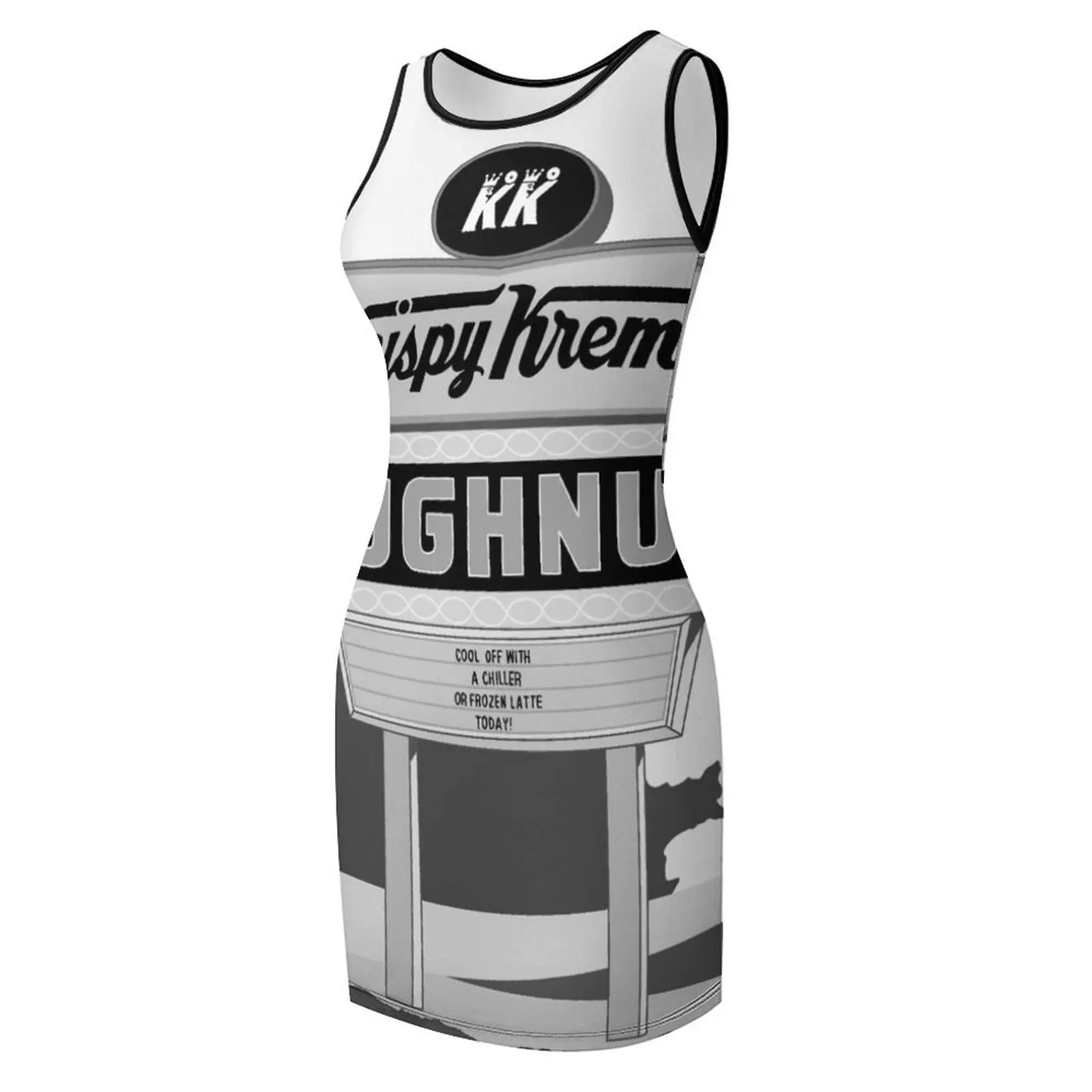 Donut Shop schwarz und weiß ärmelloses Sommerkleid Kleider Sommer Damenkleider Luxus Luxus Damen Partykleid Abend Abschlussball