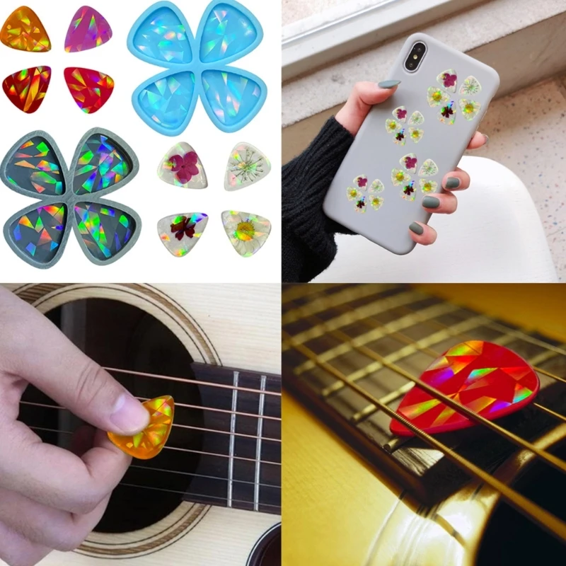 R3MC  Guitar Pick Resin Molds Keychain Silicone Mold Resin Pendant Mold