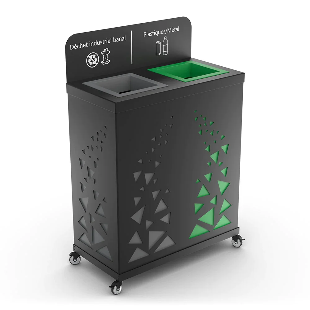 Double Dumpster Double Recycling 60L Office Waste Basket Metal Recycling Modern Large Design 2 1 Dumpster Trash Can Large