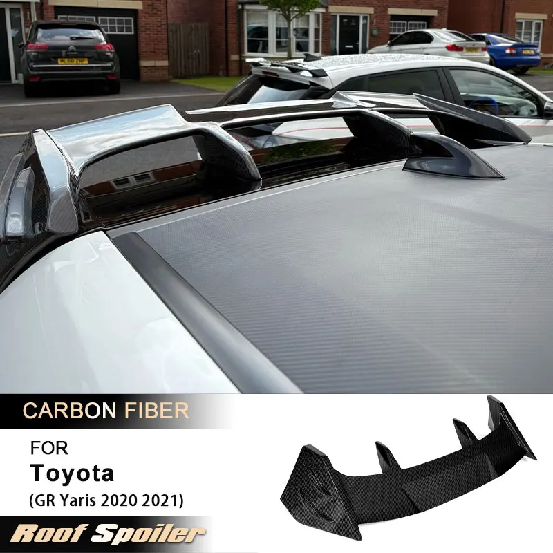 

Car Rear Roof Spoiler Wings for Toyota GR Yaris 2020 2021 Full Carbon Fiber Racing Rear Spoiler Roof Window Trim Wing Lip