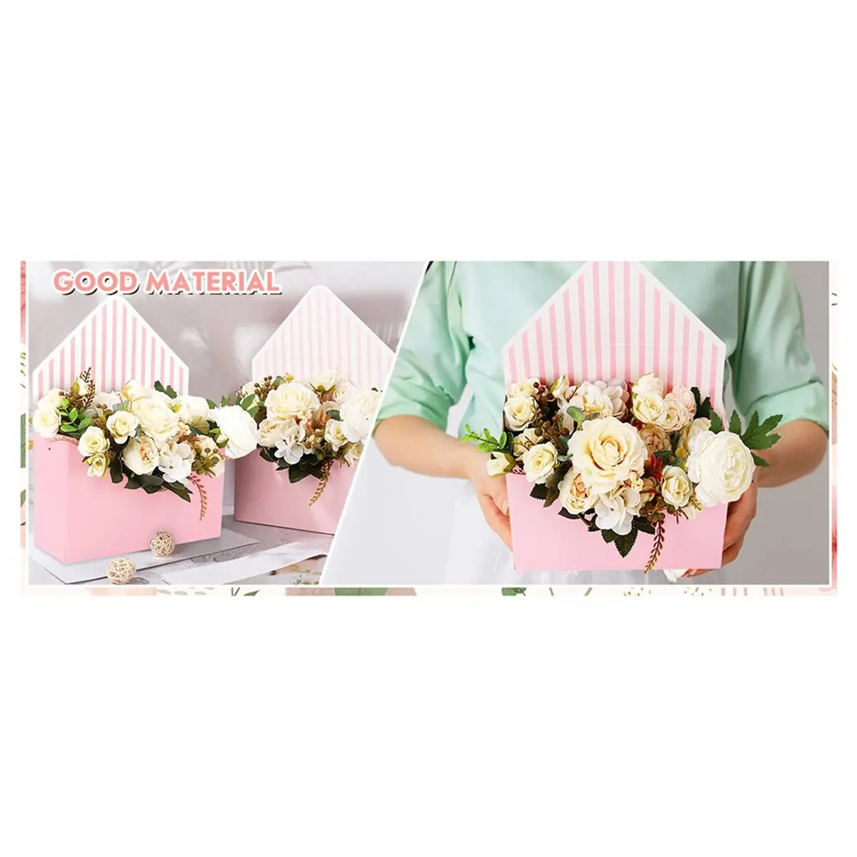belong Valentine'S Day Floral Envelope Box Empty Flower Paper Box for Bouquet Packaging,for Mother'S Day Wedding Party 4Pcs