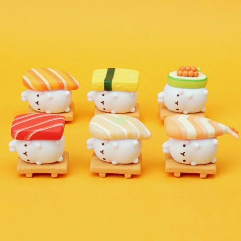 TOMY X Molangs Action Figures Toys Mo-Langs Rabbits Cute Sushi Series Anime Figures Collectible Dolls Kids Gifts