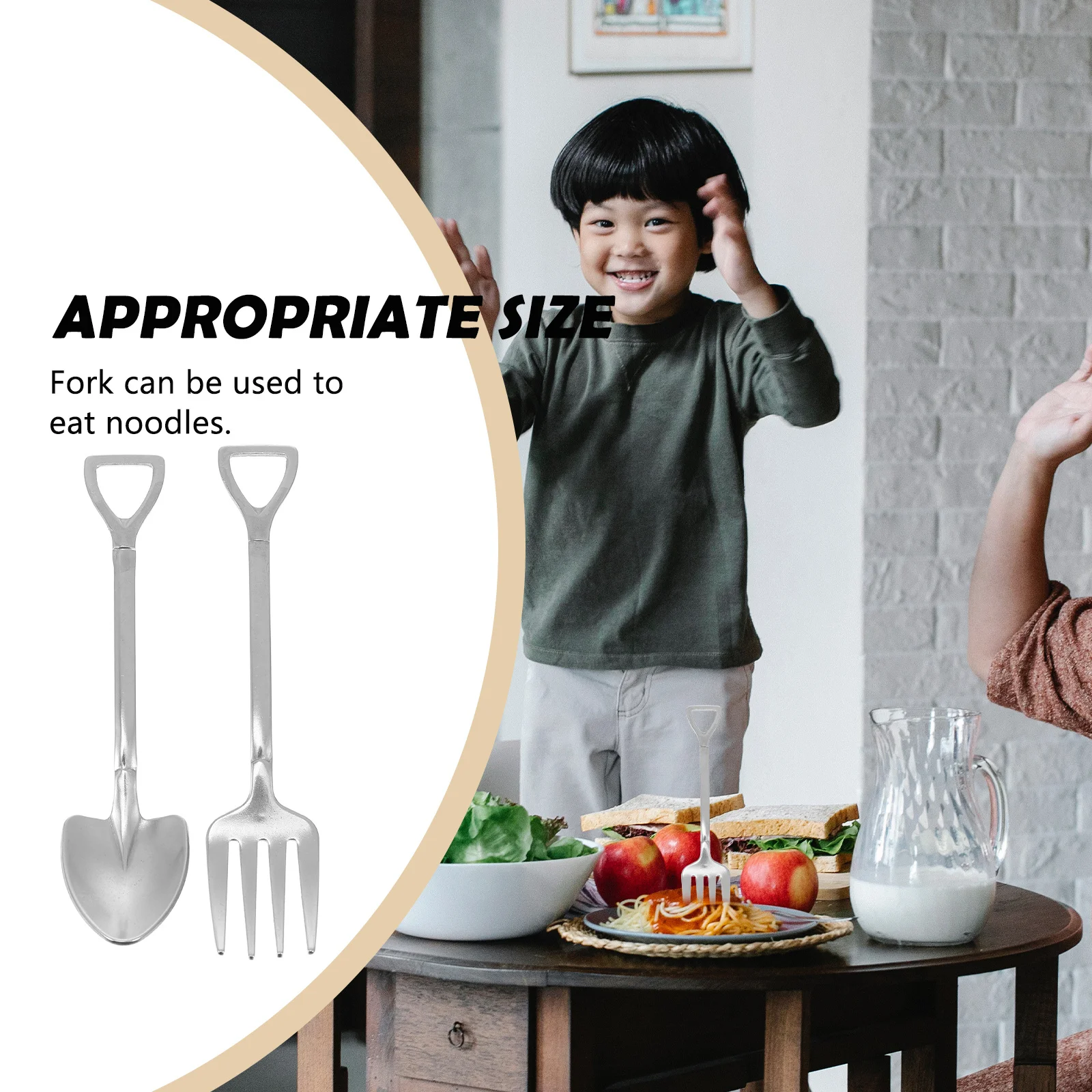 

2pcs Stainless Steel Spoon Fork Set Shovel Design Lightweight Home Restaurant Kitchen Cutlery Multipurpose Utensils