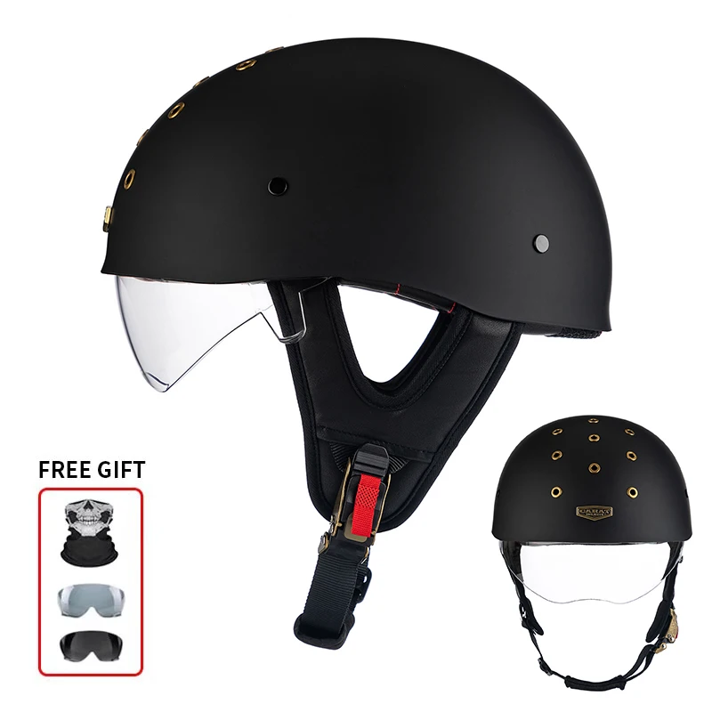 

2025 New Lightweight Retro Motorcycle Helmet Face-opening Summer Male Anti-collision helmet with sunshade mirror