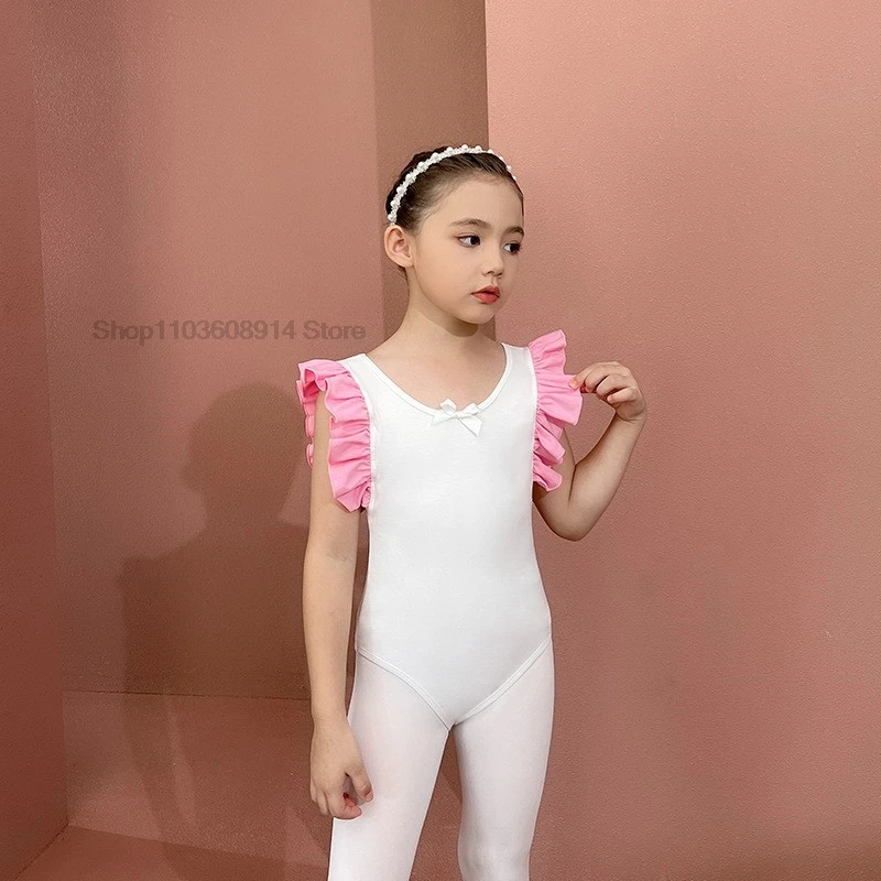 Child Patchwork ballet Dress white Sleeveless ballet training skirts girls ballet Leotards bodysuit stage performance Costumes