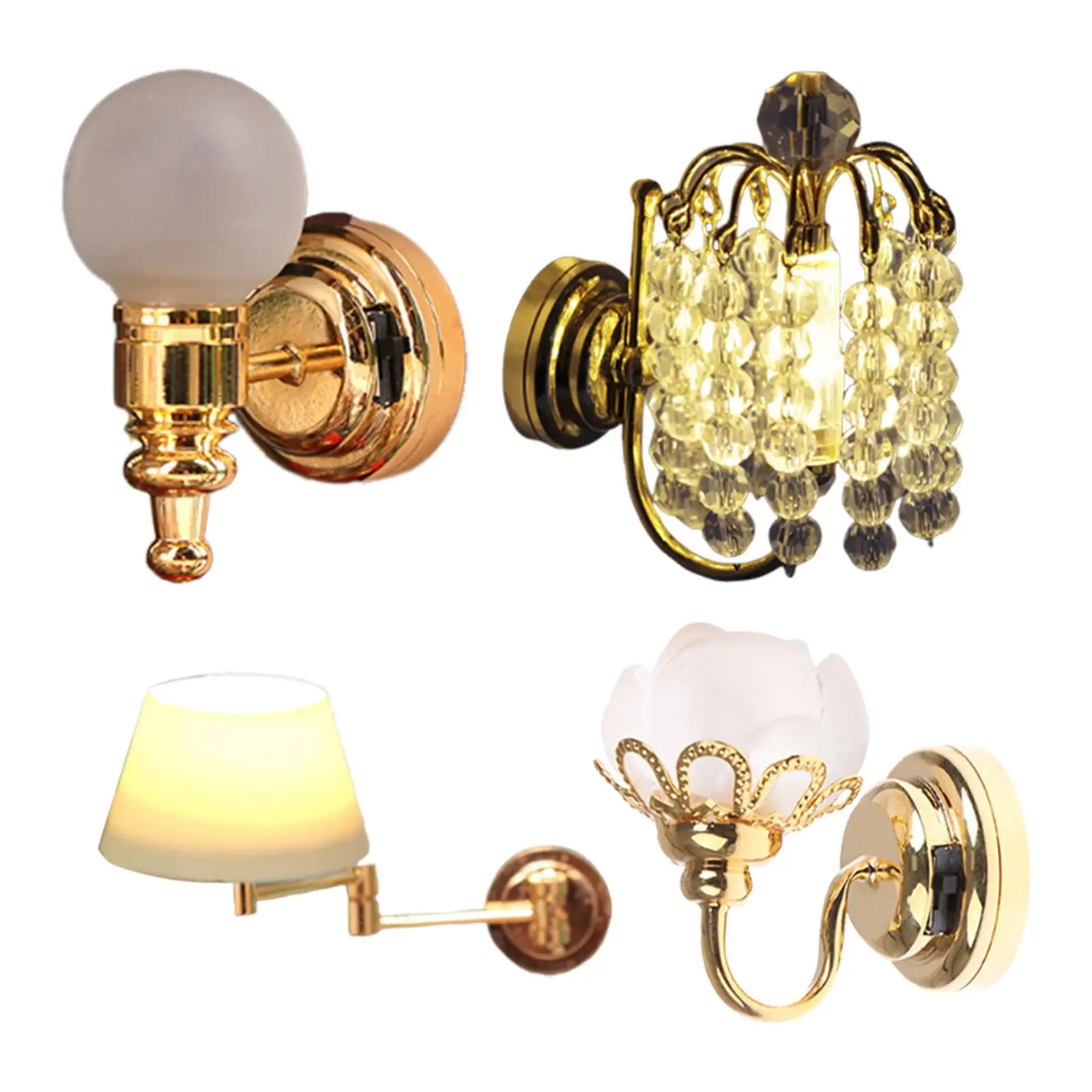 

1:12 Scale Dollhouse Wall Lamp Functional Modern Dollhouse Decor Lighting