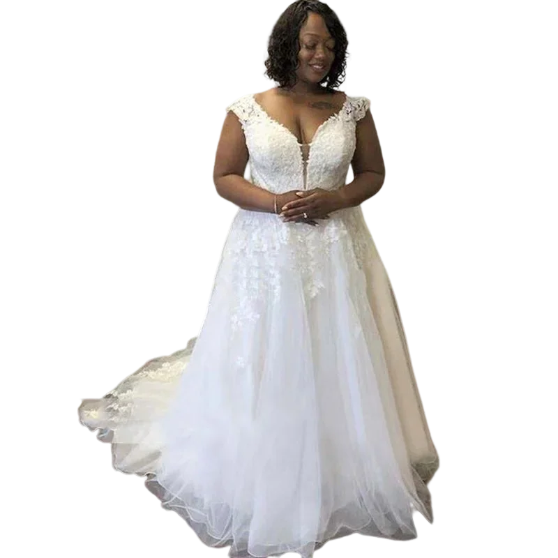 Vestidos De novia africanos personalizados con escote en V profundo y espalda descubierta, Apliques De encaje, vestido De novia para mujer 2025