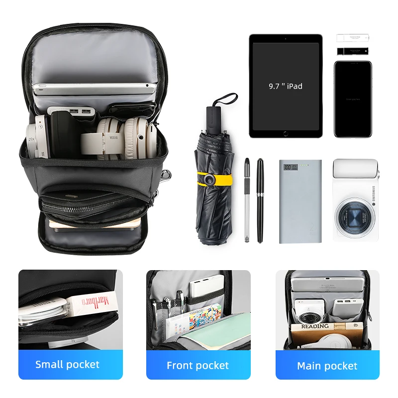 Mark Ryden Chest bag Anti-thief Crossbody Bag Waterproof Men Sling Bag Fit 9.7 inch Ipad Fashion Shoulder Bag Messenger Bags