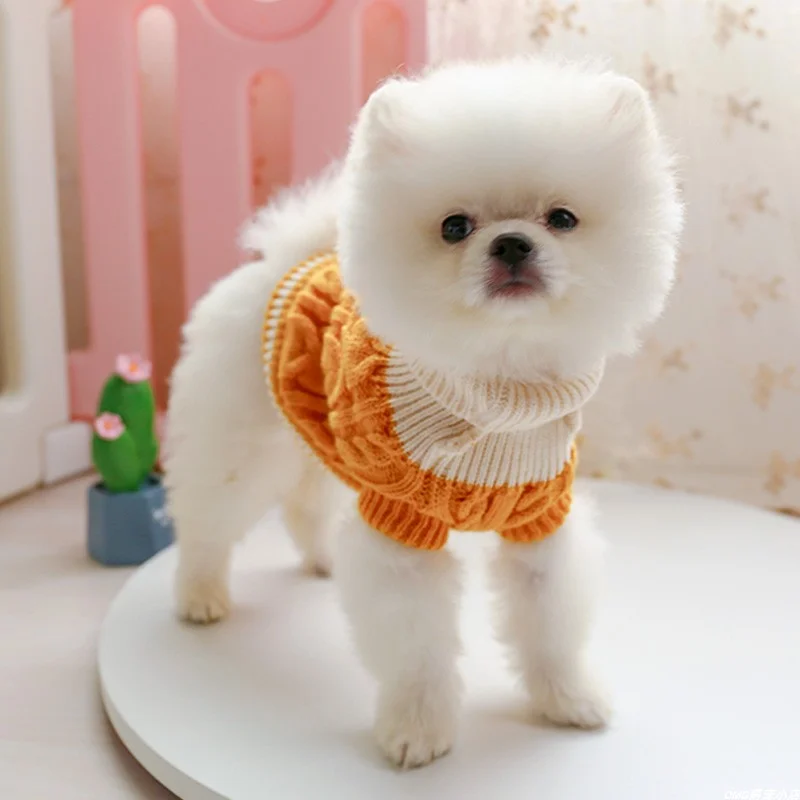 1PC pet clothes cat autumn and winter thick turmeric Fried Dough Twists button sweater suitable for small and medium-sized dogs