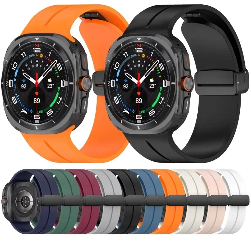 Armband für Samsung Galaxy Watch 8 40 mm 44 mm, weiches Silikon, Magnetschnalle, Ersatzarmband, Galaxy Watch 8 Classic 46 mm Gürtel