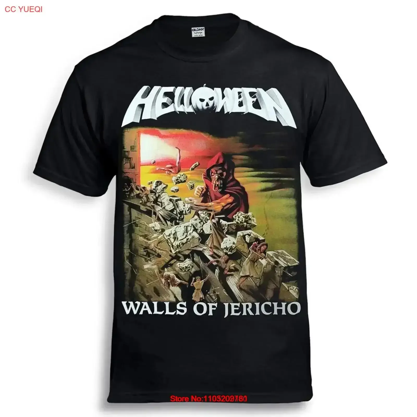 

Черная футболка Helloween Walls Of Jericho Judas Priest, винтажная стираная мужская уличная одежда, мягкая повседневная футболка с графикой, универсальная винтажная одежда
