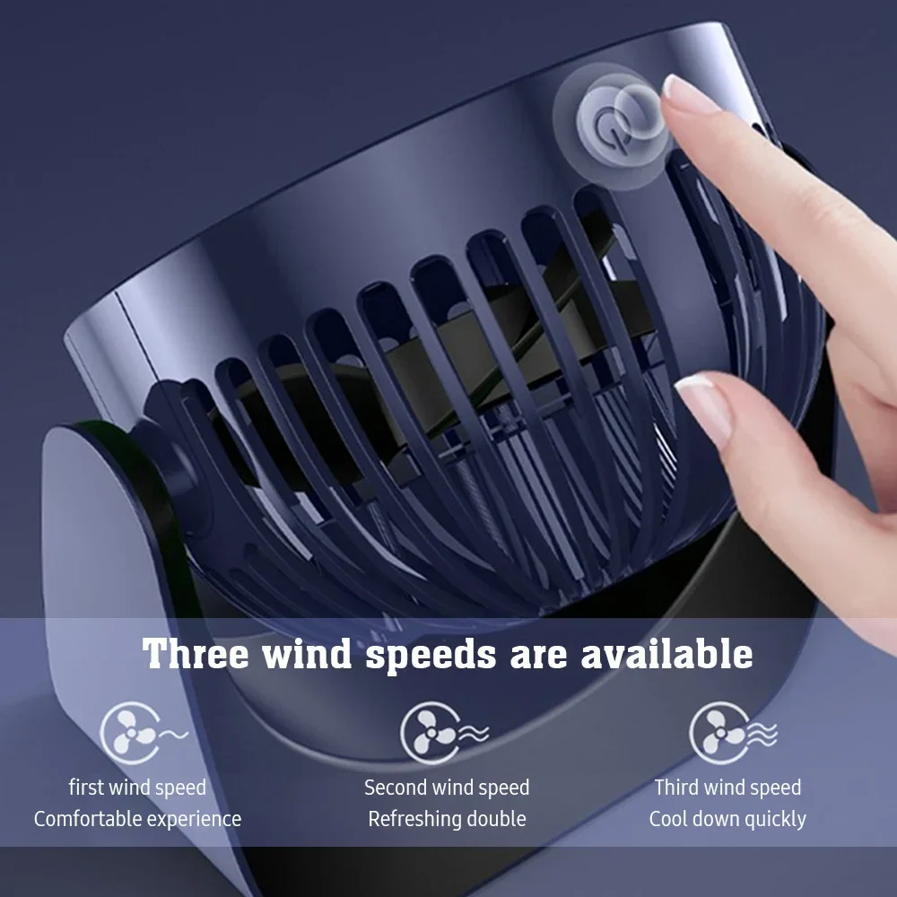 مروحة كهربائية محمولة قابلة لإعادة الشحن ، دوران بزاوية ° ، سطح مكتب رياح بثلاث سرعيات ، تبريد هواء صامت لغرفة النوم والمكتب ،