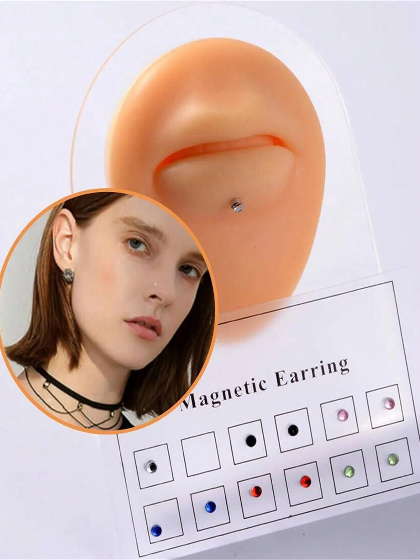 12PCS Crystal Magnetic Stud Earrings Set, Non-Piercing Jewelry