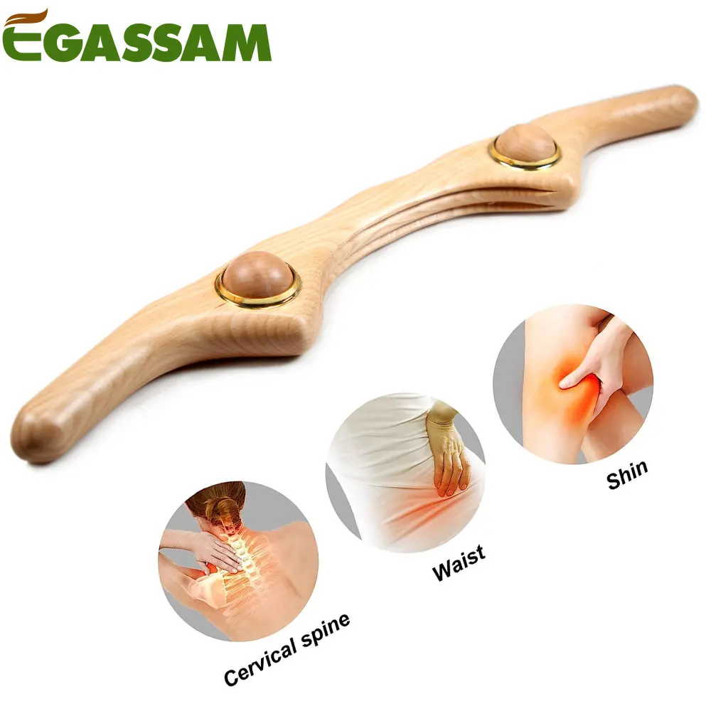 Wooden Massage Stick Wood Gua Sha Tools for Back and Head Relaxing Scrapping on Muscle and Whole Body Lymphatic Drainage Tool