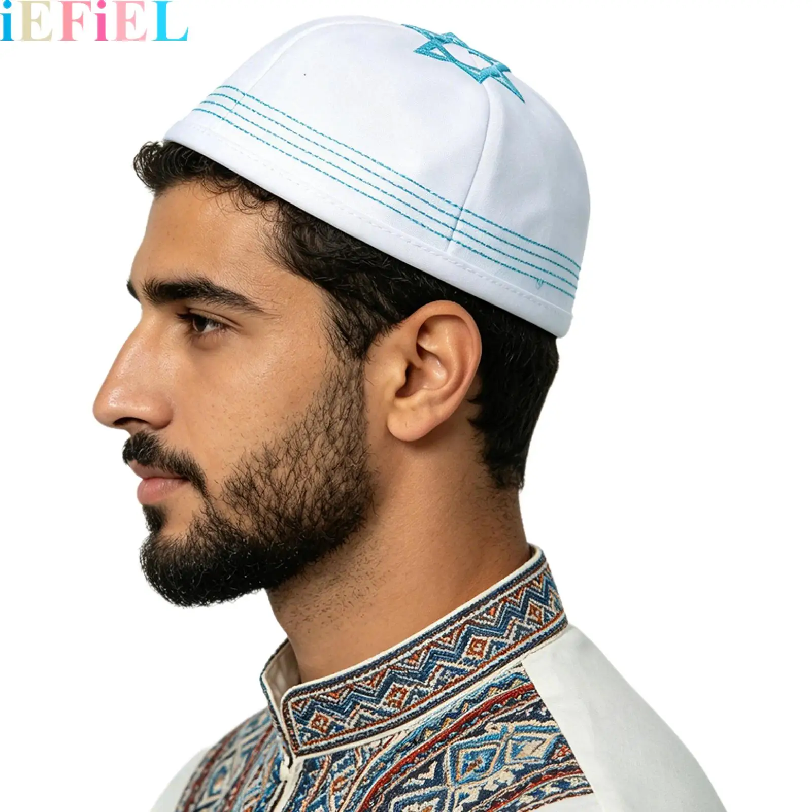 

Unisex Men Women Embroidered Star Pattern Stylish Retro Ethnic Kippah Hat Cap for Adults Special Festival Holiday Daily Wear