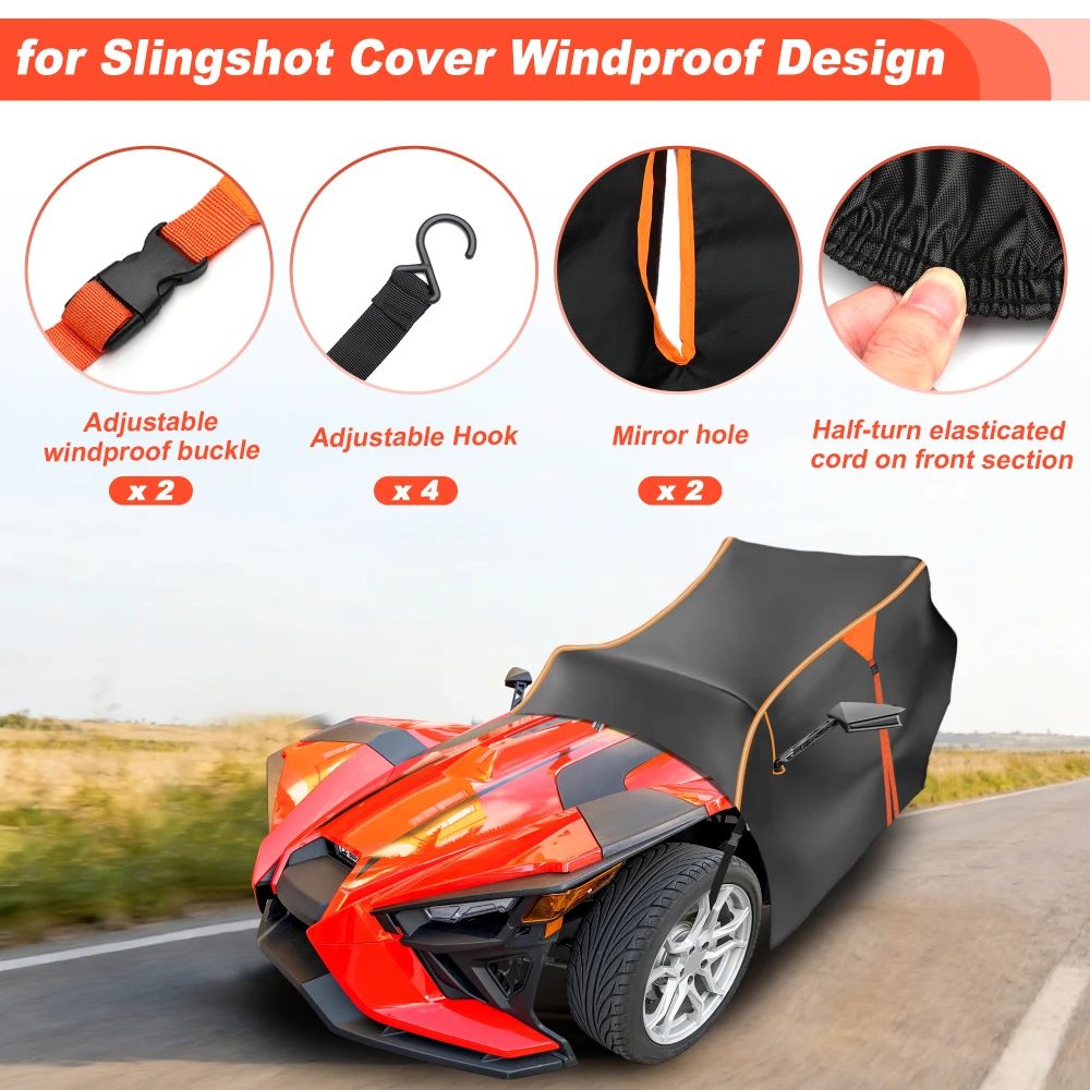 420D Half Cockpit Windshield Cover for Polaris for Slingshot S SL SLR R Waterproof Windproof Half Cover With Reflective Strips view 4
