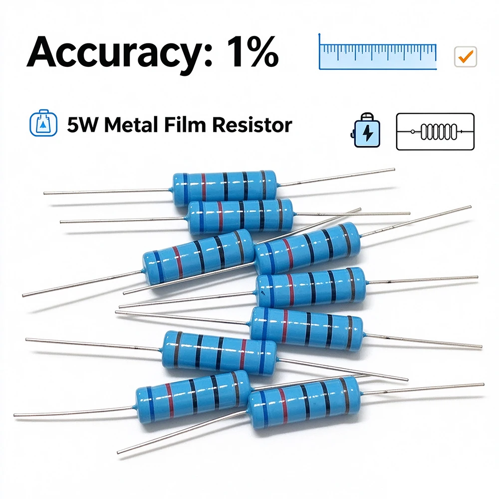 100PCS 5W 1% Metallschichtwiderstand Widerstand 0,1~1M 1,2 1,5 3,3 10R 47 68 100 220 360 390 470 1K 2,2K 10K 22K 4,7K 100K Ohm 100R – Detail 7