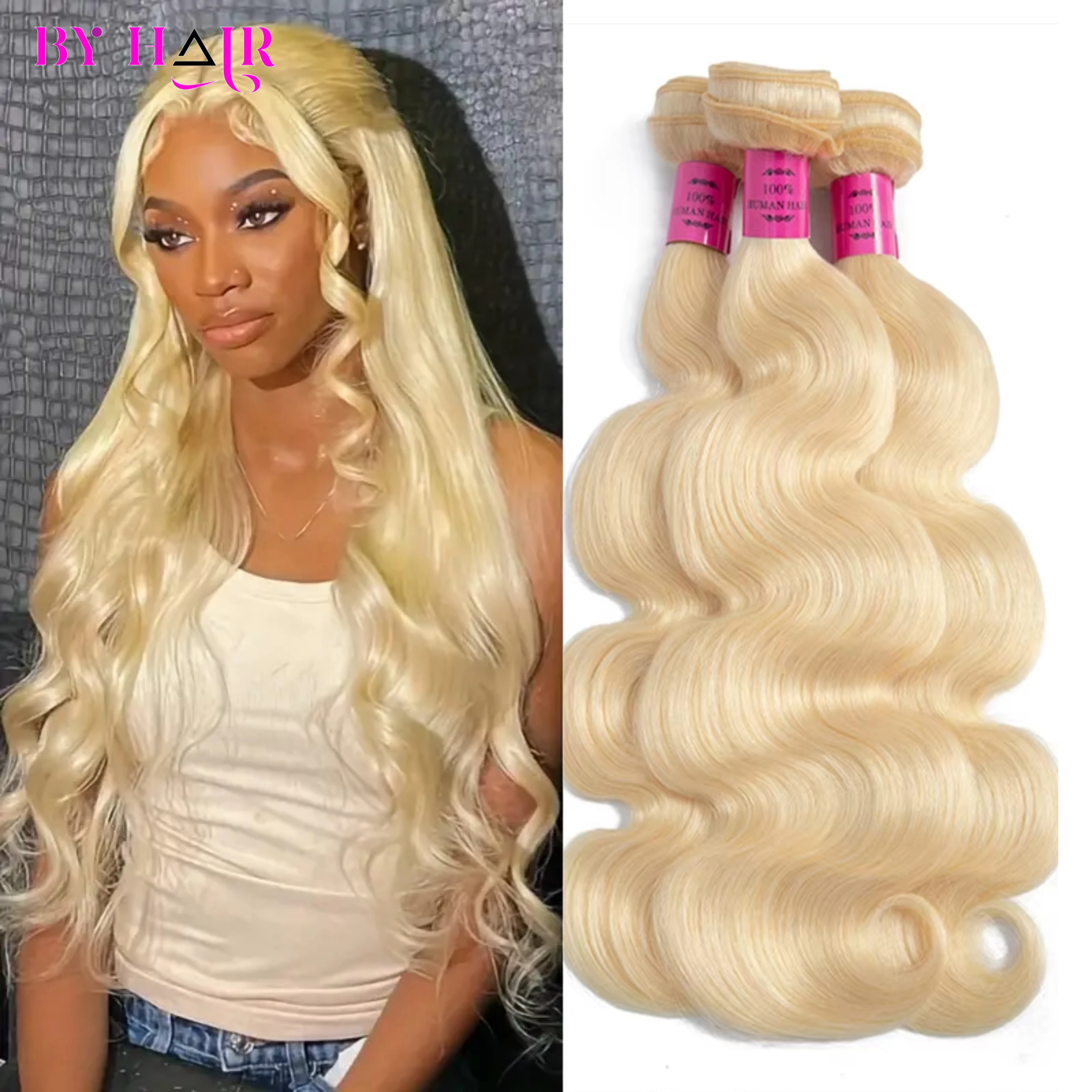 613 شقراء ملونة الجسم موجة حزم ضفيرة شعر برازيلي حزم 1/3/4 قطعة 100% حزم الشعر البشري الحقيقي تمديدات شعر ريمي