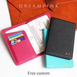 Custom Initials Travel Passport Cover Fashion Colorful Monogram Name Women Passport Holder DIY Gift Saffiano Travel Men Wallet