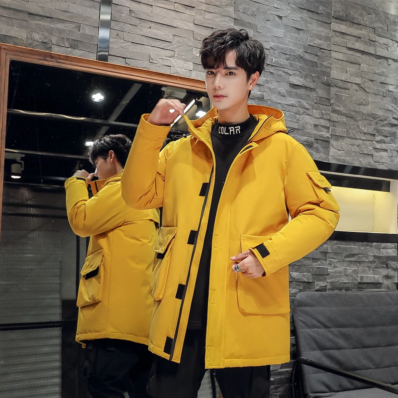 

Men's Mid-Length down Jaet 2025 Winter Faion High Street Fce Lined Thiened White Du Feather Outerwear