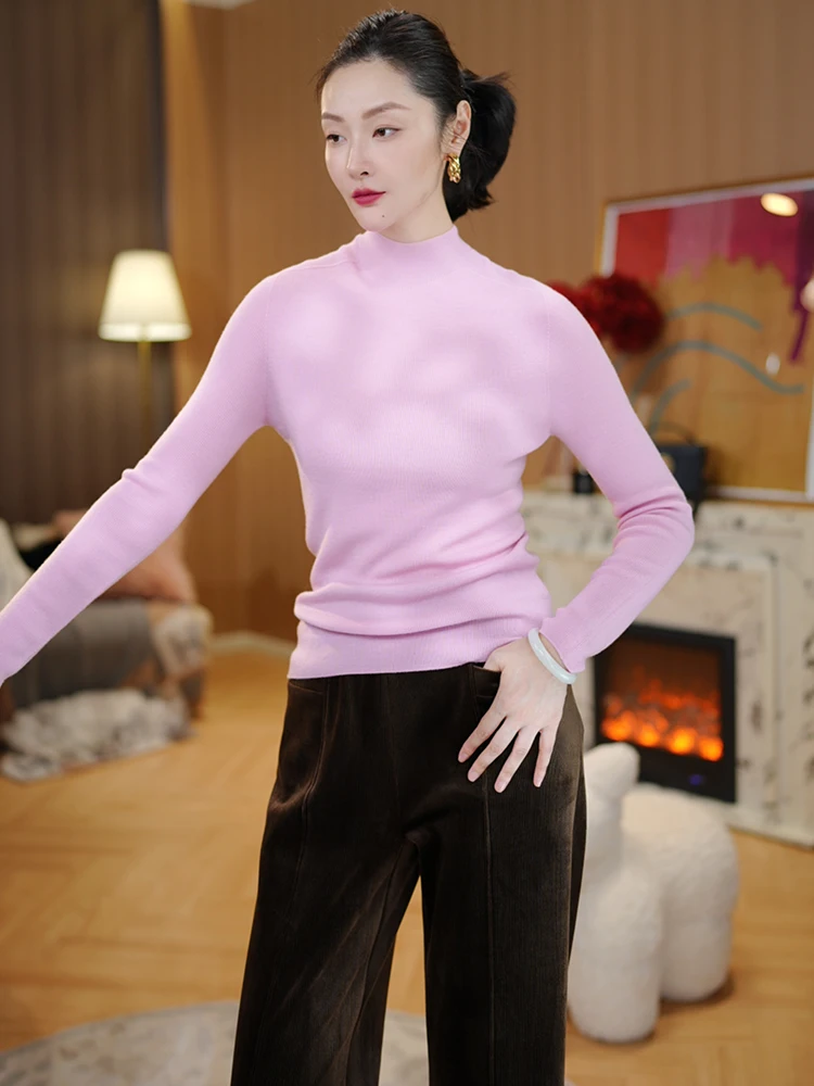 

Sl Цельный тонкий шерстяной длинный свеч с высоким воротником, универсальный вязаный свитер, ленивый женский модный осенний теплый свитер