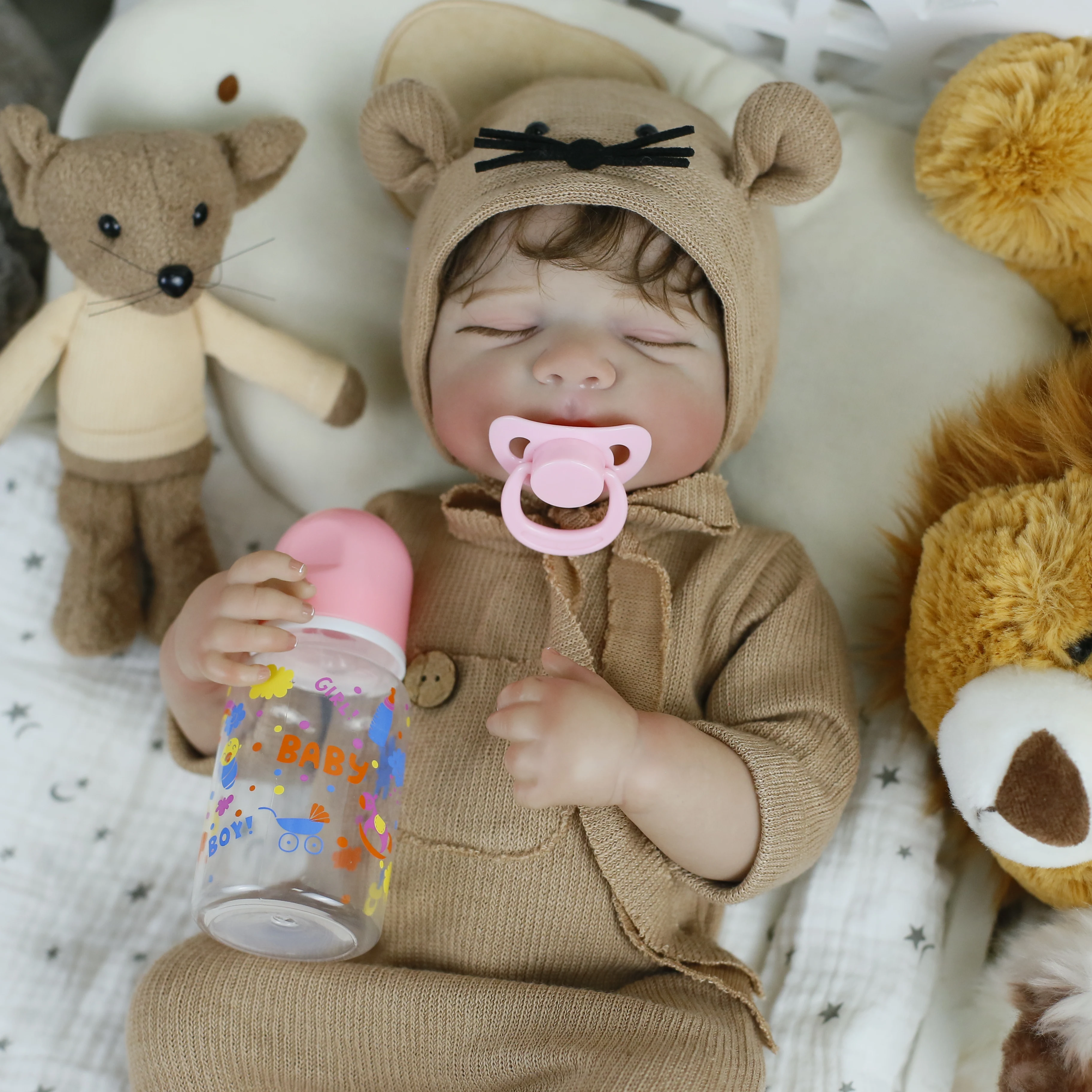 19 inch levensechte herboren Pascale slapende meisjespop pasgeboren handgeworteld haar 3D geschilderde huidskleur zichtbare aderen kerstcadeaus