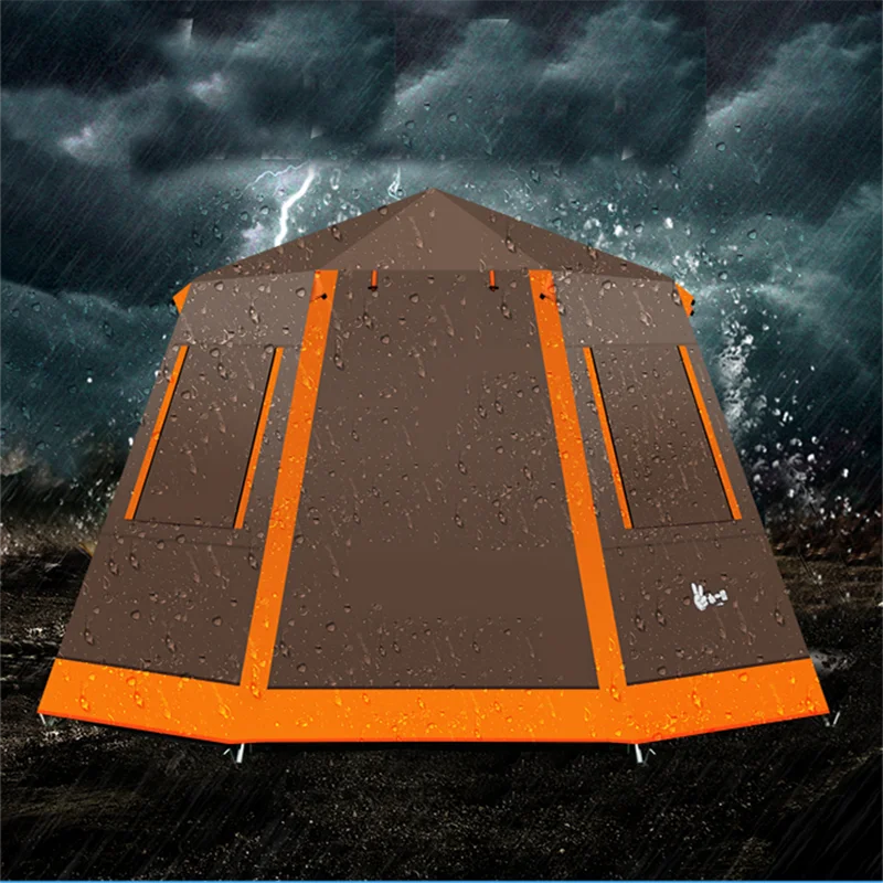 Waterproof and Windproof Camping Tent, Double Layer, Thickened Silver, Large Gazebo, Sun Shelter, Outer Bivvy, 330x330x190cm