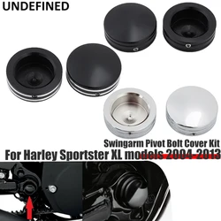Swingarm Pivot Bolt Cover Kit Black Chrome Rear Flat Fork Covers Cap CNC For Harley Sportster XL 883 1200 Forty Eight 2004-2013