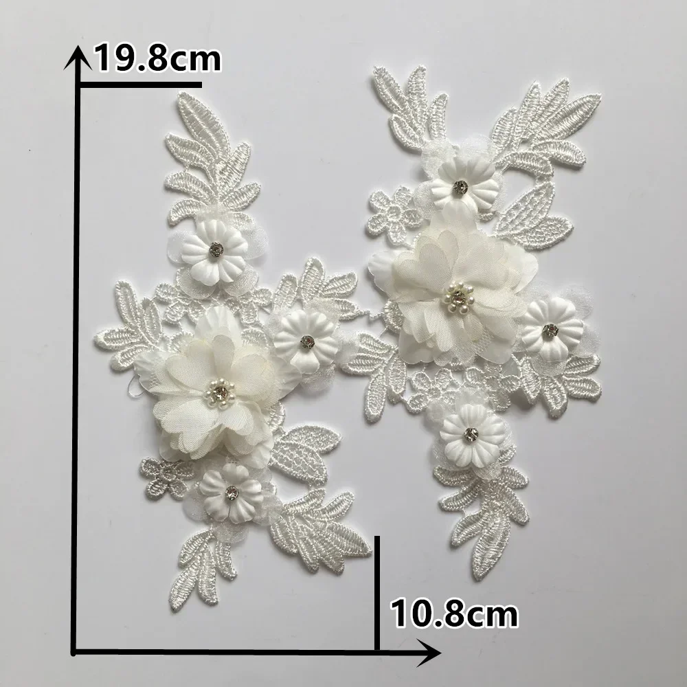Black and white 3D three-dimensional flower decoration pearl rhinestone embroidery DIY clothing craft supplies accessories