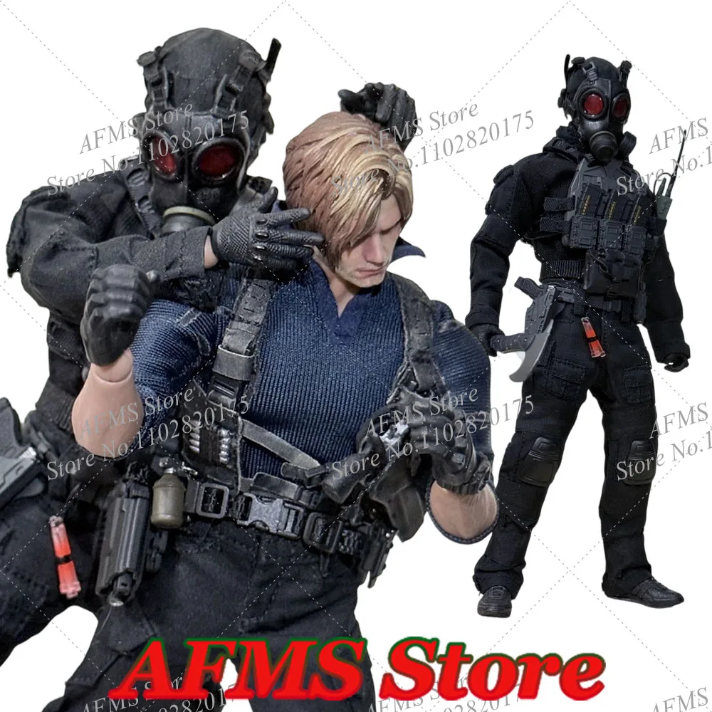 Figurine de collection à l'échelle 1/12, masque Hank RSh-12, sac banane Leon, équipement de combat en plastique, compatible avec figurine de soldat de 6 pouces