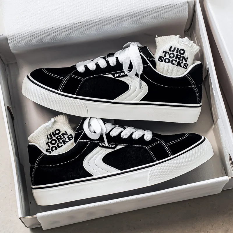 

Модные мужские повседневные кеды из канваса, молодежные плоские кеды для скейтбординга, стильные уличные кроссовки