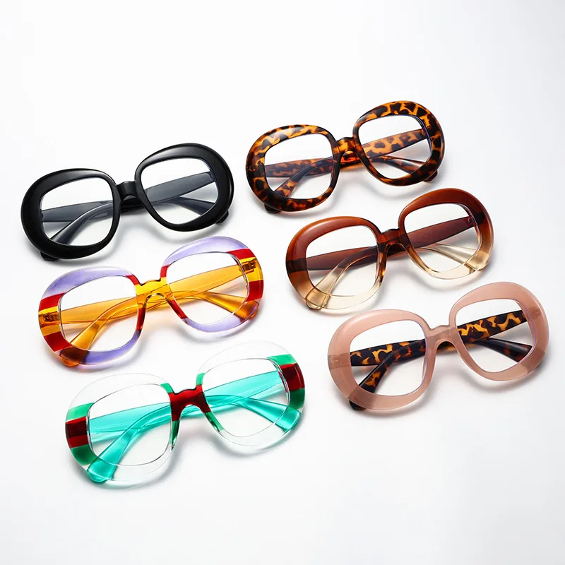 Luxury Brand Round Glasses Women Spectacles Frame High Quality Oversized Red Green Red Fashion Eyeglass Frames Big Frame Unique