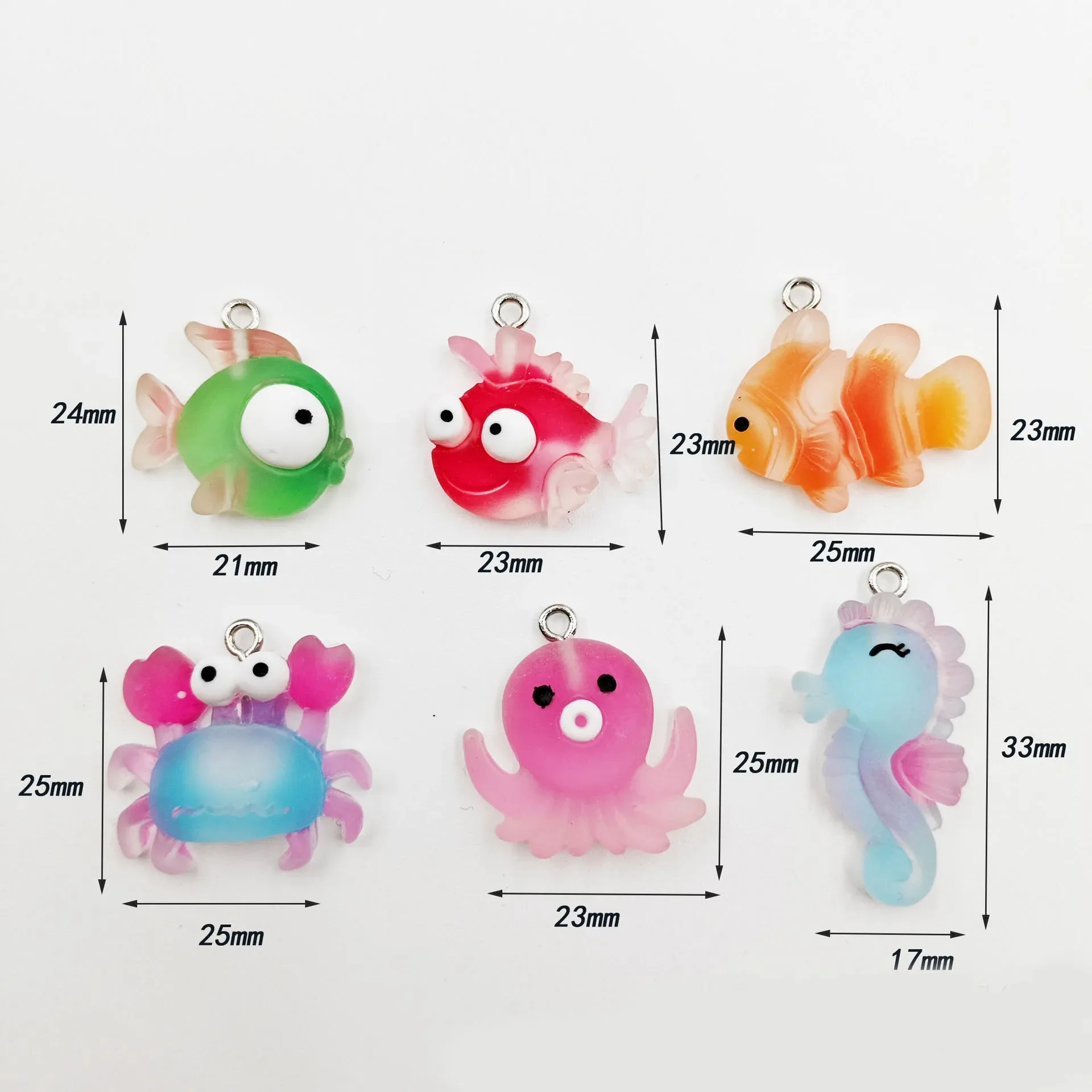 10Pcs Marine Animals Resin Pendants, Cute Crab Octopus Charms Suitable For DIY Earrings Necklace Handcraft Accessories