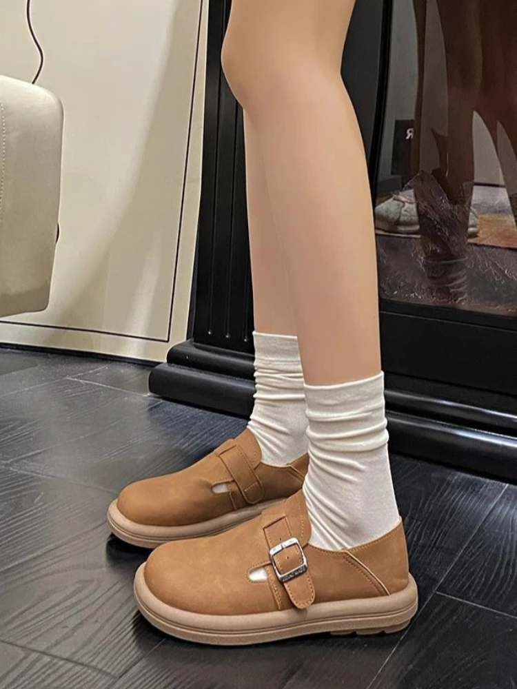 

Women's Soft Leather Loafers Vintage 2026 Autumn New Slip On Two Way Flats Comfort Walking Shoes Casual Soft Sole Moccasins