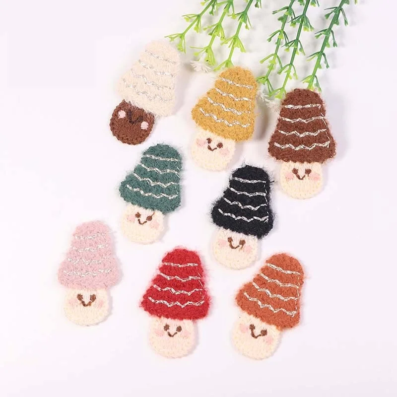 

15PCS Footwear, Headwear, Luggage, Clothing, Decorative Accessories, Patchwork Fabric Appliqués Hand-sewn Adorable Smiley Mushro