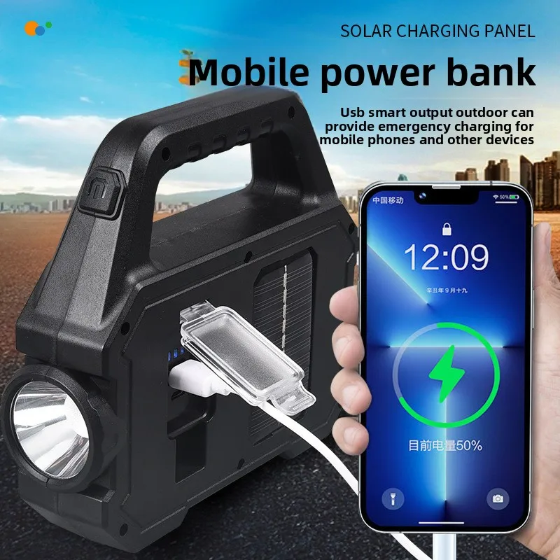 Luce da campeggio COB ad energia solare: equipaggiata con lenti, ricaricabile tramite USB, lanterna, lampada da campeggio, proiettore e luce portatile