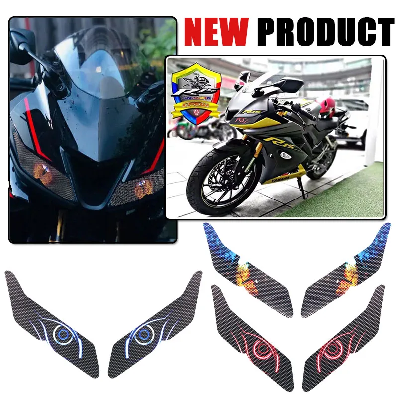 

FOR YAMAHA YZF-R15 V3 3D Front Fairing Sticker Anti-Scratch Headlight Protector PVC Motorcycle Sticker Kit 2017-2019