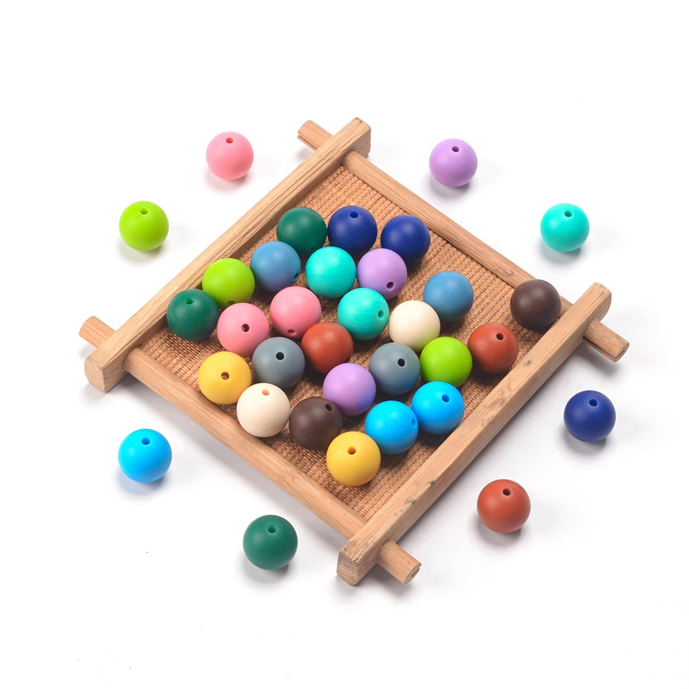 LOFCA 50Pcs/Lot Silicone Bead 9/12/15MM Used in jewelry making Necklace Bracelets Keychain Jewelry accessories